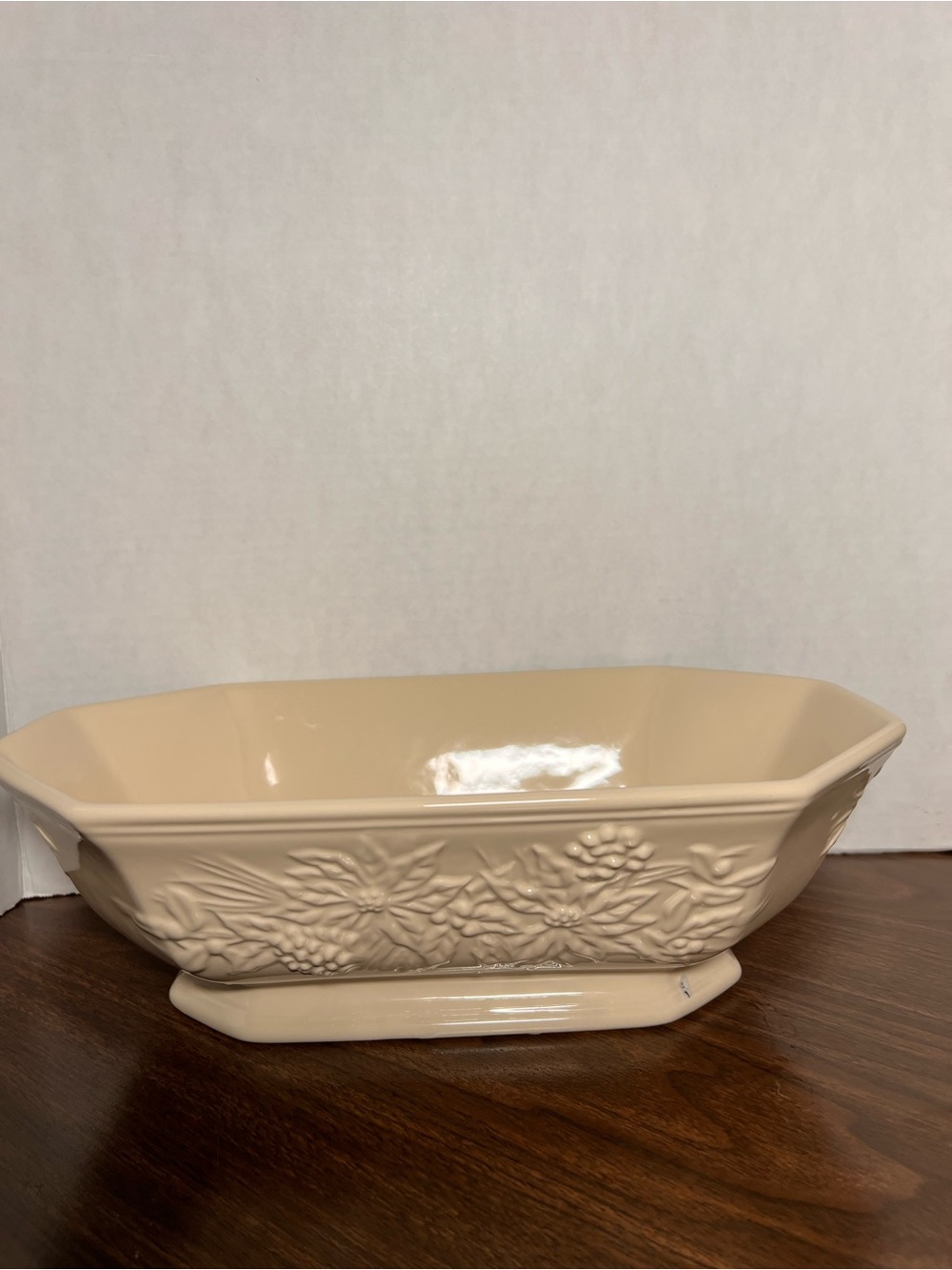 Longaberger -Cream Ceramic Decorative Serving Bowl